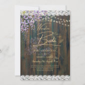 LeahG Rustic WISTERIA Kant Bloemrijke Trouw UITNOD Kaart (Voorkant)