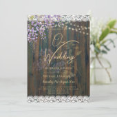 LeahG Rustic WISTERIA Kanten Bloemen Bruiloft UITN Kaart (Staand voorkant)