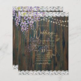 LeahG Rustic WISTERIA Lace Floral Wedding INVITE