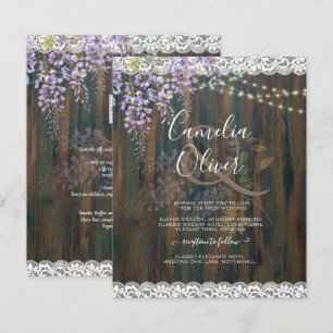 LeahG Rustic WISTERIA Lace Floral Wedding INVITE