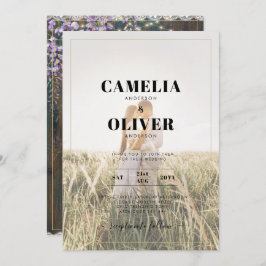 LeahG Rustic WISTERIA Lace Floral Wedding INVITE Kaart