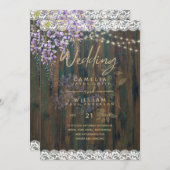 LeahG Rustic WISTERIA Lace Floral Wedding INVITE Kaart (Voorkant / Achterkant)