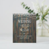 LeahG Rustic Wood Lace Lights Wedding Invite (Staand voorkant)