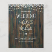 LeahG Rustic Wood Lace Lights Wedding Invite (Voorkant)