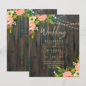 LeahG Rustic Wood Peach Koral Wedding (Voorkant / Achterkant)