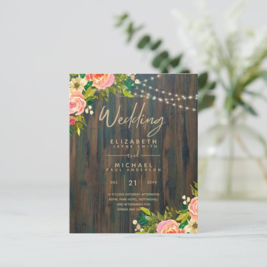LeahG Rustic Wood Peach Koral Wedding (Staand voorkant)