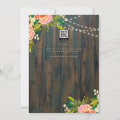 LeahG Rustic Wood Peach Koral Wedding Kaart (Achterkant)