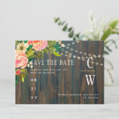 LeahG Rustic Wood Peach Koral Wedding Save The Date (Staand voorkant)