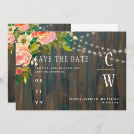 LeahG Rustic Wood Peach Koral Wedding Save The Date