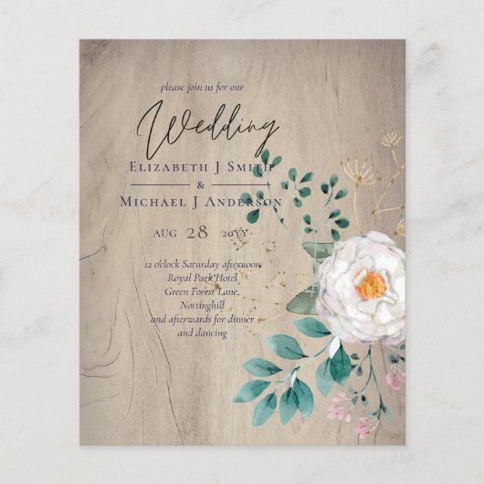 LeahG rustieke Rozen zomer bloemenbruiloft Flyer (Voorkant)