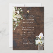 LeahG Rustische Lelies Katholieke Huwelijksmis Bru Kaart (Voorkant)