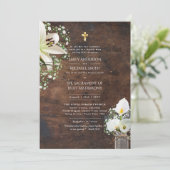 LeahG Rustische Lelies Katholieke Huwelijksmis Bru Kaart (Staand voorkant)