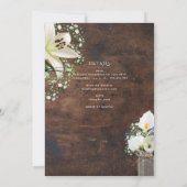 LeahG Rustische Lelies Katholieke Huwelijksmis Bru Kaart (Achterkant)