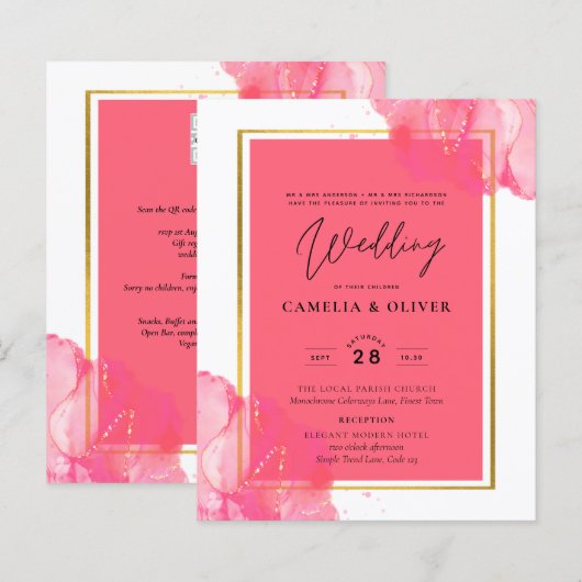 LeahG Salmon PINK GOLD WEDDING Alcohol Ink (Voorkant / Achterkant)