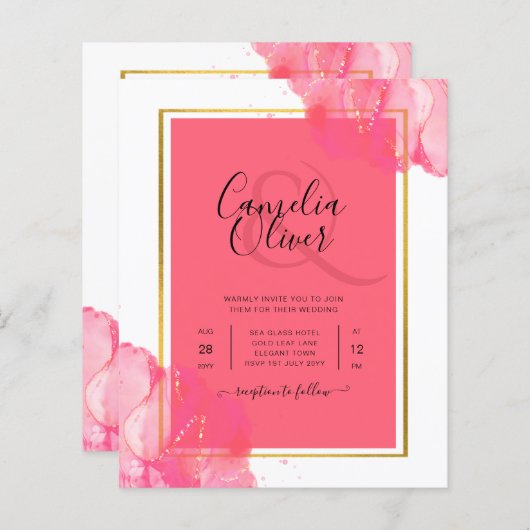 LeahG Salmon PINK GOLD WEDDING Alcohol Ink (Voorkant / Achterkant)