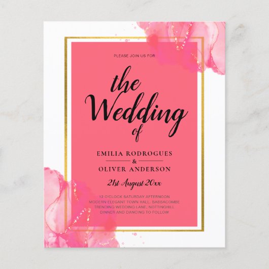 LeahG Salmon PINK GOLD WEDDING Alcohol Ink Flyer (Voorkant)