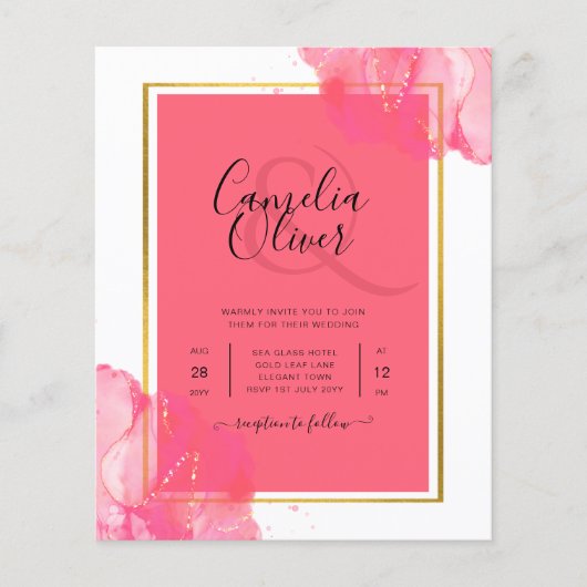 LeahG Salmon PINK GOLD WEDDING Alcohol Ink Flyer (Voorkant)