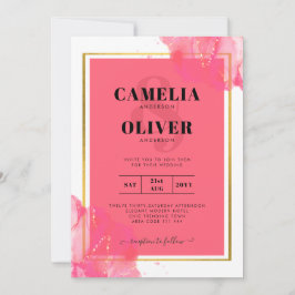 LeahG Salmon PINK GOLD WEDDING Alcohol Ink Kaart