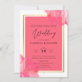 LeahG Salmon PINK GOLD WEDDING Alcohol Ink Kaart