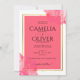 LeahG Salmon PINK GOLD WEDDING Alcohol Ink Kaart