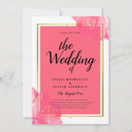 LeahG Salmon PINK GOLD WEDDING Alcohol Ink Kaart