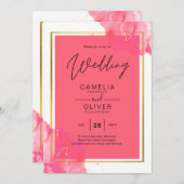 LeahG Salmon ROZE GOUD TROUWEN Alcohol Inkt Kaart (Voorkant / Achterkant)