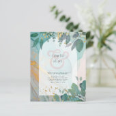 LeahG Seaglass Ink Blauwgroen Gold Greenery Weddin (Staand voorkant)