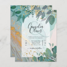 LeahG Seaglass Ink Blauwgroen Gold Greenery Weddin