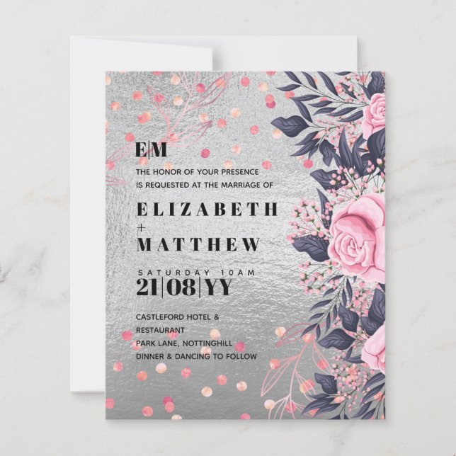 LeahG Silver Navy Rosegold PInk Floral Wedding (Voorkant)
