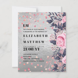 LeahG Silver Navy Rosegold PInk Floral Wedding