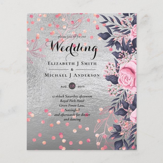 LeahG Silver Navy Rosegold PInk Floral Wedding (Voorkant)