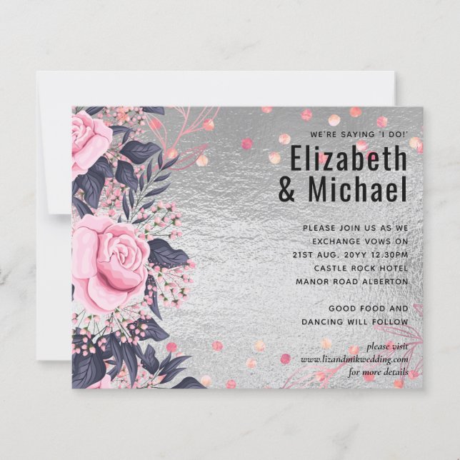 LeahG Silver Navy Rosegold PInk Floral Wedding (Voorkant)