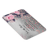 LeahG Silver Navy Rosegold PInk Floral Wedding Magneet (Rechterzijde)