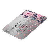 LeahG Silver Navy Rosegold PInk Floral Wedding Magneet (Linkerzijde)