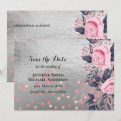 LeahG Silver Navy Rosegold Roze Bloemige Trouw (Voorkant / Achterkant)