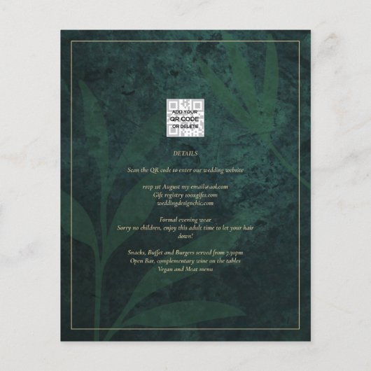 LeahG Smaragdgroene foto-overlay trouwuitnodiging Flyer (Achterkant)