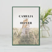 LeahG Smaragdgroene foto-overlay trouwuitnodiging Kaart (Staand voorkant)