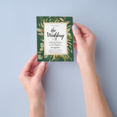 LeahG Smaragdgroene groene Bloemen Huwelijksuitnod Flyer (Hand)