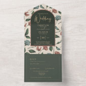 LeahG Smaragdgroene Terracotta Gouden HERFST Bruil All In One Uitnodiging (Binnen)