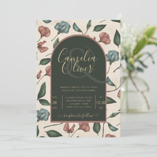 LeahG Smaragdgroene Terracotta Gouden HERFST Bruil Kaart (Staand voorkant)