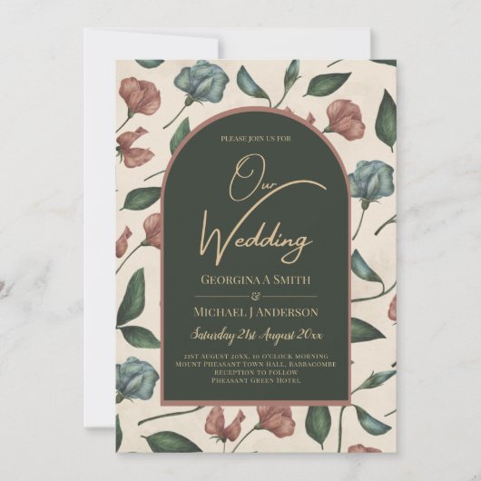 LeahG Smaragdgroene Terracotta Gouden HERFST Bruil Kaart (Voorkant)