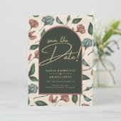 LeahG Smaragdgroene Terracotta Herfst Save The Dat Kaart (Staand voorkant)