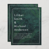 LeahG Smaragdgroene Witte Bladeren Trouw Uitnodigi (Voorkant / Achterkant)