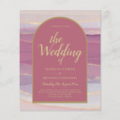 LeahG Stof Roos Lavendel Goud Trouw Uitnodiging Flyer (Voorkant)