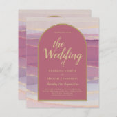 LeahG Stof Roze Lavendel Goud Trouw Uitnodiging (Voorkant / Achterkant)