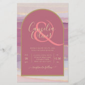 LeahG Stof Roze Lavendel Gouden Trouw Uitnodiging Flyer (Voorkant)