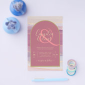 LeahG Stof Roze Lavendel Gouden Trouw Uitnodiging Flyer (Enkel)