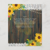 LeahG Sunflower Wedding Rustic Wood Lace Flyer (Achterkant)