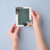 Leahg TEAL AARDETINTEN TROUWKAART QR-code Flyer (Hand)