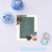 Leahg TEAL AARDETINTEN TROUWKAART QR-code Flyer (Enkel)